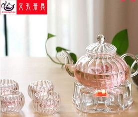 玻璃茶具套装条纹南瓜壶花茶壶带内胆 烧水壶玻璃电热水壶